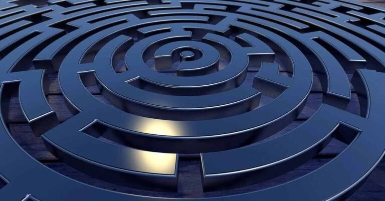 "A metallic circular maze symbolizing the complex and confusing journey many face when trying to manage and understand their personal budget."