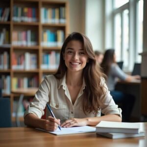 An independent college student studying with a laptop and textbooks, symbolizing how to pay for college without parents through self-reliance